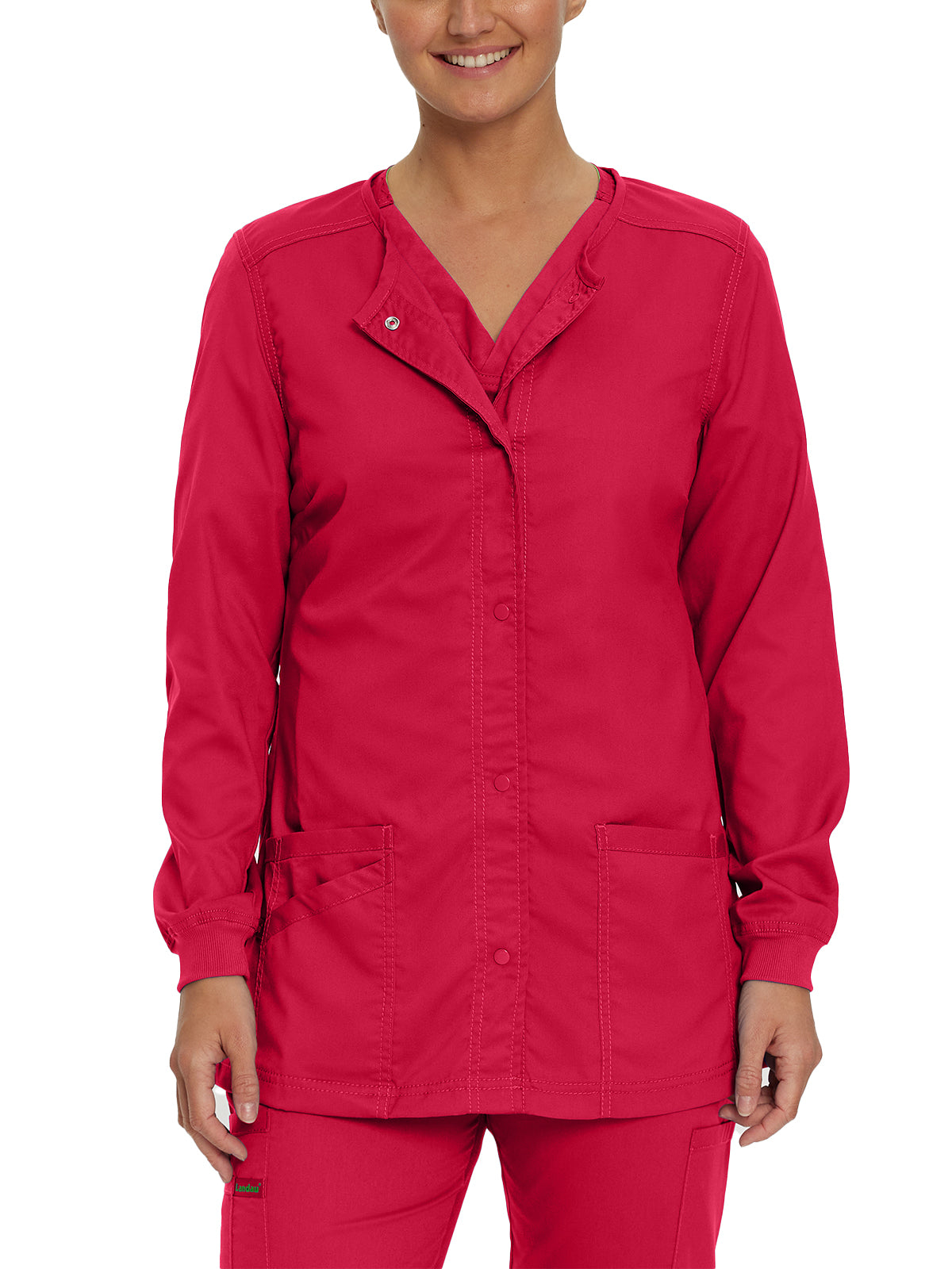 Women's Snap Front Scrub Jacket - 3038 - True Red