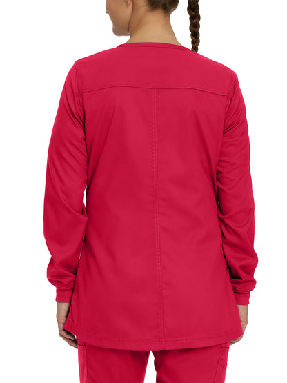 Women's Snap Front Scrub Jacket - 3038 - True Red