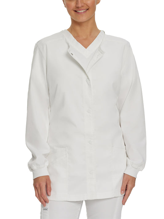 Women's Snap Front Scrub Jacket - 3038 - White