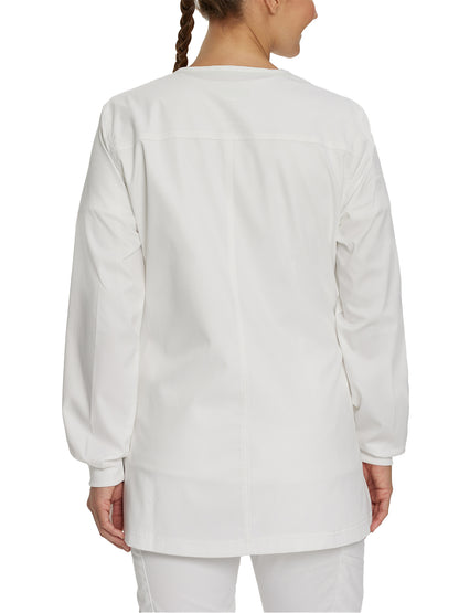 Women's Snap Front Scrub Jacket - 3038 - White