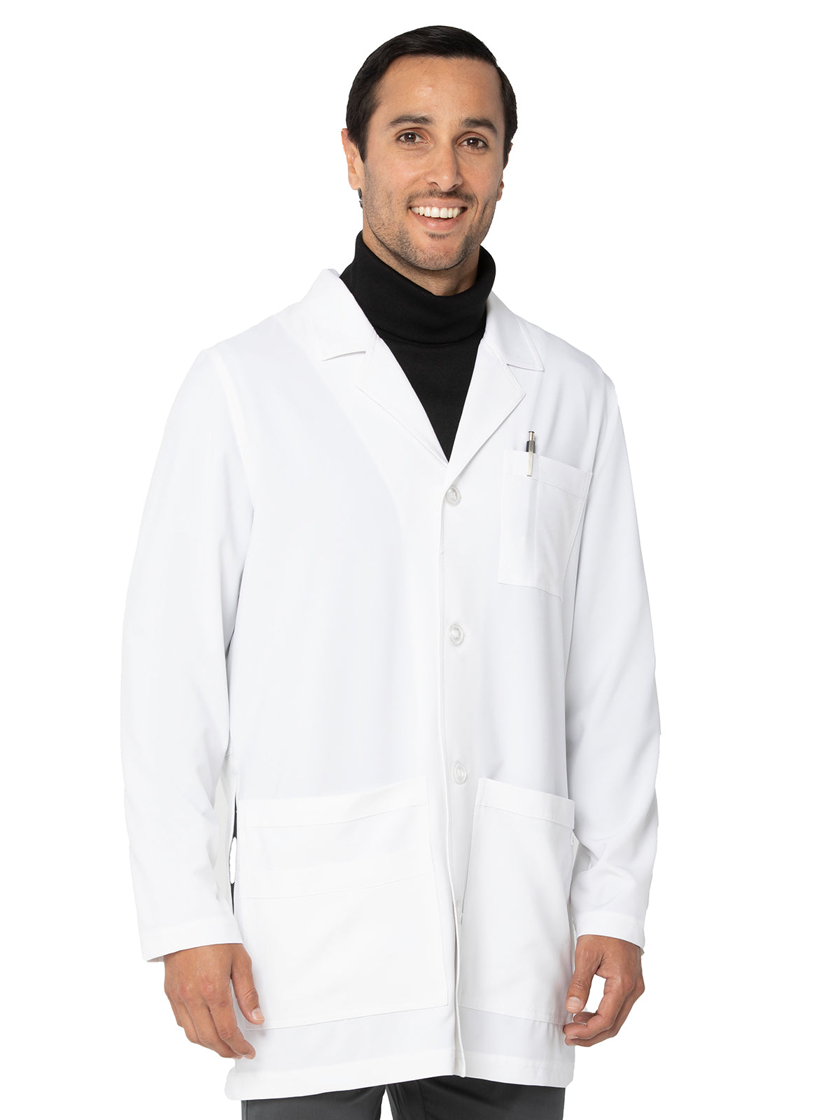 ProFlex Tailored Fit Stretch 5-Pocket Mid-Length Lab Coat for Men 3043 - 3043 - White