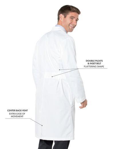 Men's Three-Pocket 43.5" Full-Length Lab Coat - 3140 - White Twill