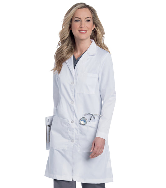 Women's Five-Pocket 38" Full-Length Lab Coat - 3153 - White Twill