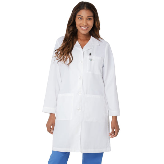 Women's Three-Pocket 38" Full-Length Lab Coat - 3155 - White