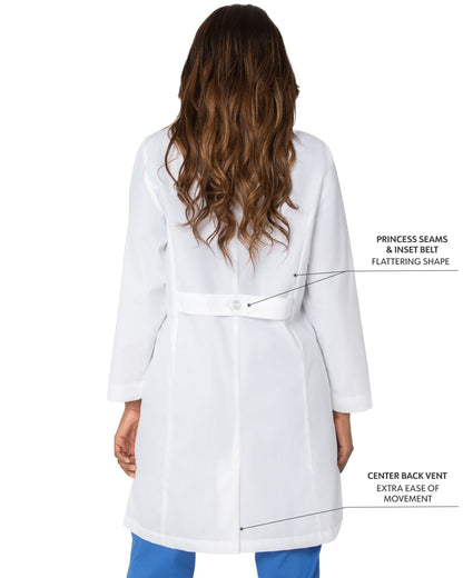Women's Three-Pocket 38" Full-Length Lab Coat - 3155 - White