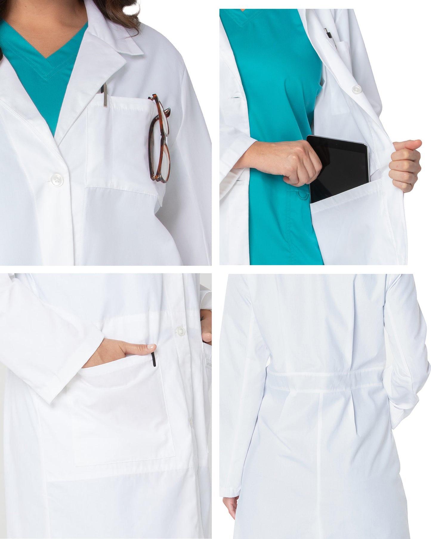 Women's 5-Pocket Full-Length Notebook Lab Coat - 3165 - White