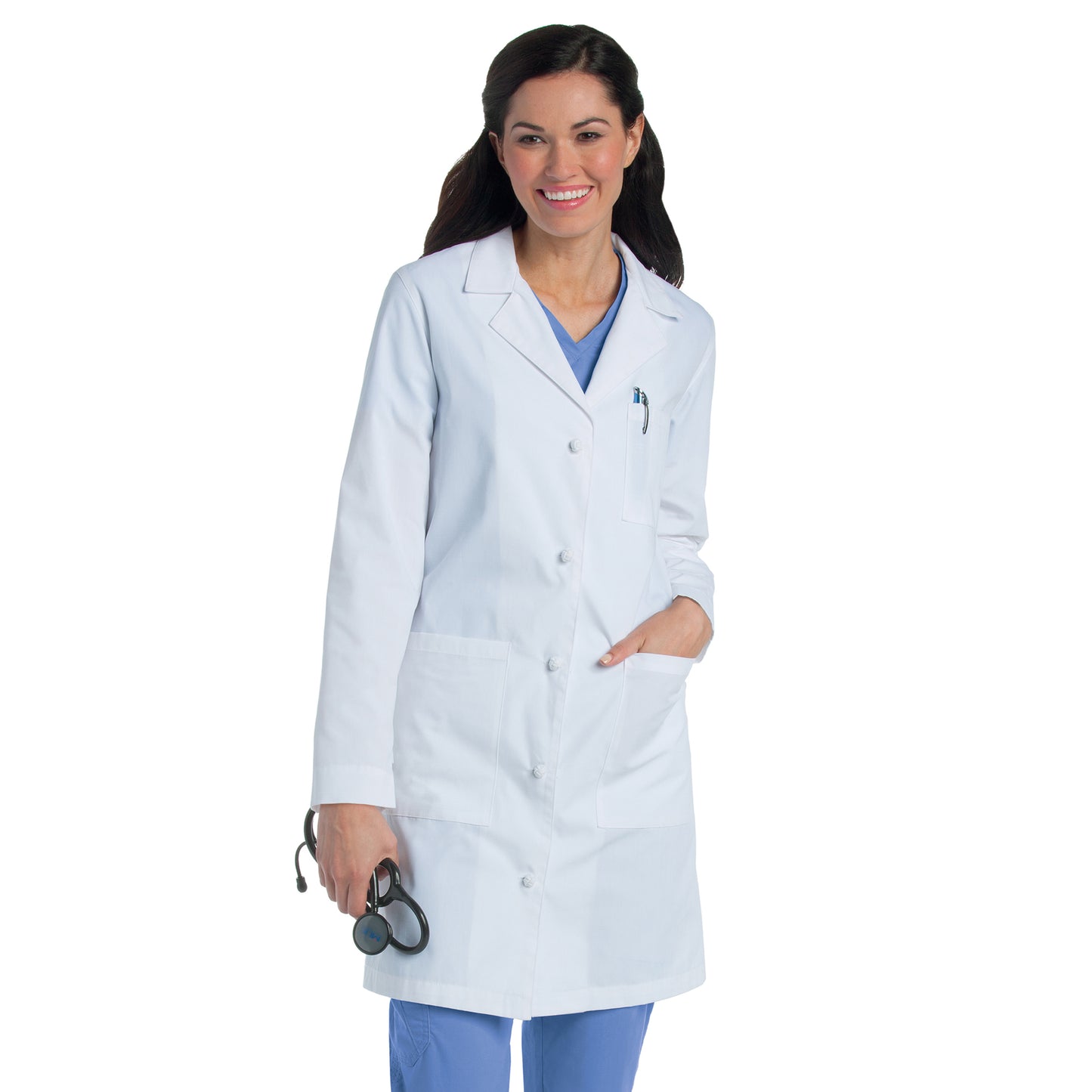 Women's Three-Pocket 40.5" Full-Length Lab Coat - 3172 - White