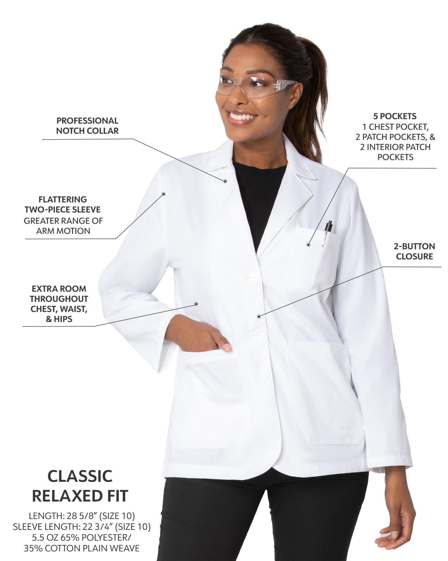 Women's Five-Pocket 28.5" Consultation Lab Coat - 3230 - White