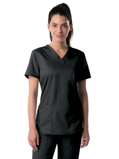 Women's 3-Pocket Fade Resistant V-Neck Scrub Top - 4160 - Black