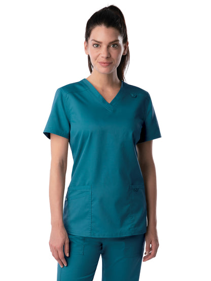 Women's 3-Pocket Fade Resistant V-Neck Scrub Top - 4160 - Caribbean