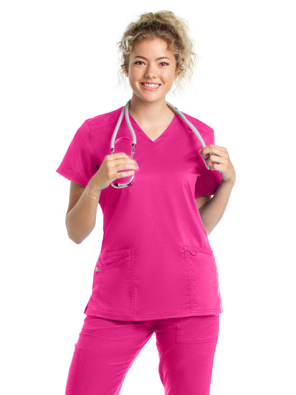 Women's 3-Pocket Fade Resistant V-Neck Scrub Top - 4160 - Primrose