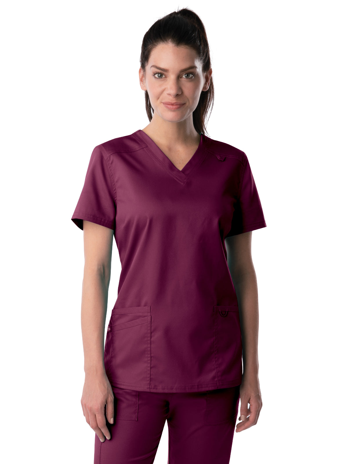 Women's 3-Pocket Fade Resistant V-Neck Scrub Top - 4160 - Wine