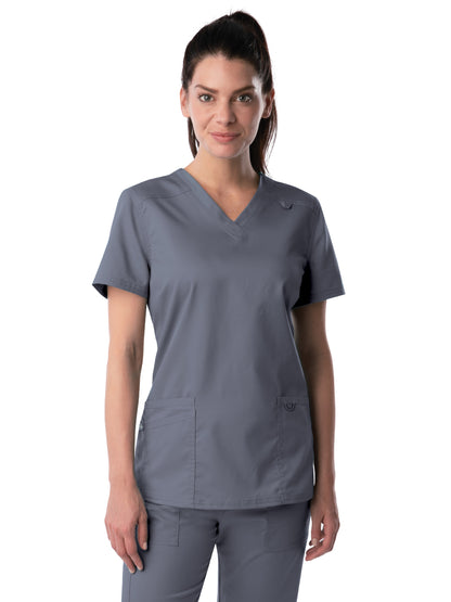 Women's 3-Pocket Fade Resistant V-Neck Scrub Top - 4160 - Steel