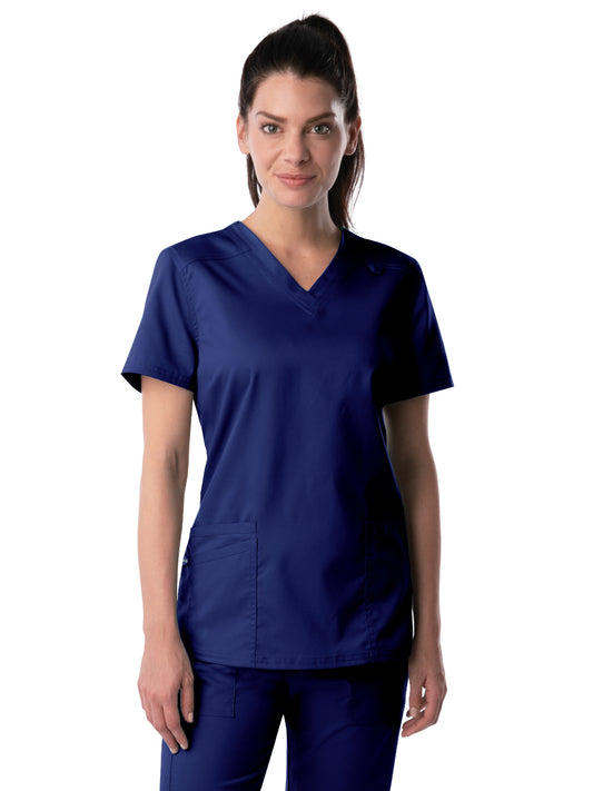 Women's 3-Pocket Fade Resistant V-Neck Scrub Top - 4160 - True Navy