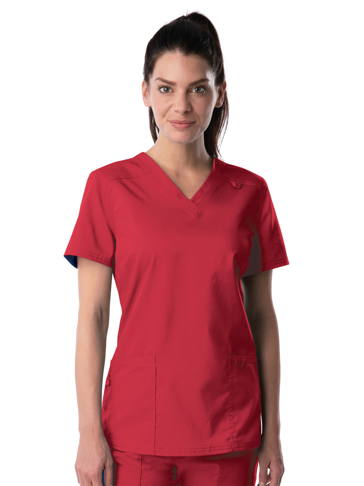 Women's 3-Pocket Fade Resistant V-Neck Scrub Top - 4160 - True Red