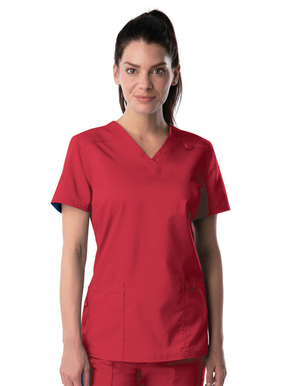 Women's 3-Pocket Fade Resistant V-Neck Scrub Top - 4160 - True Red