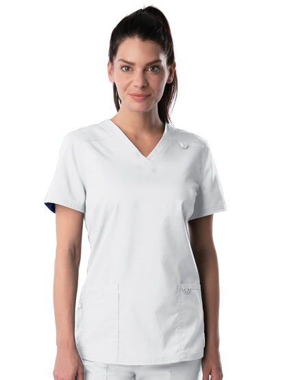 Women's 3-Pocket Fade Resistant V-Neck Scrub Top - 4160 - White