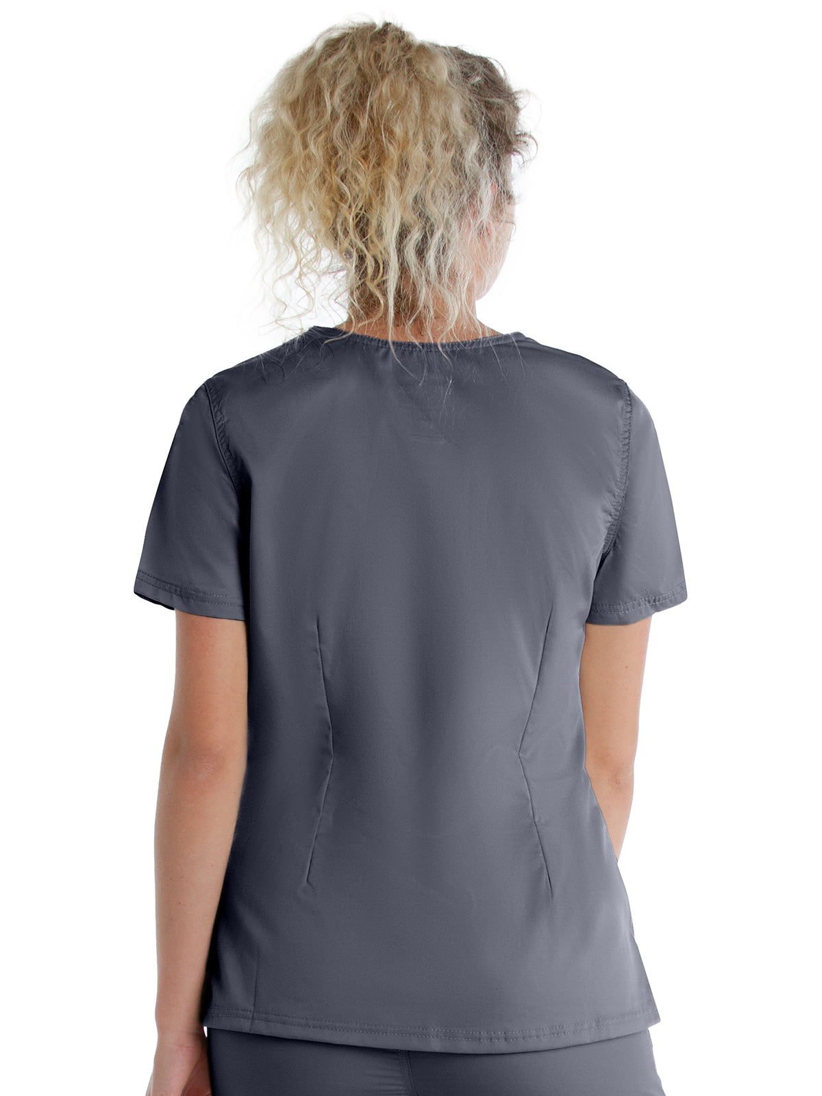 Women's 3-Pocket Mock Wrap Neck Scrub Top - 4161 - Steel