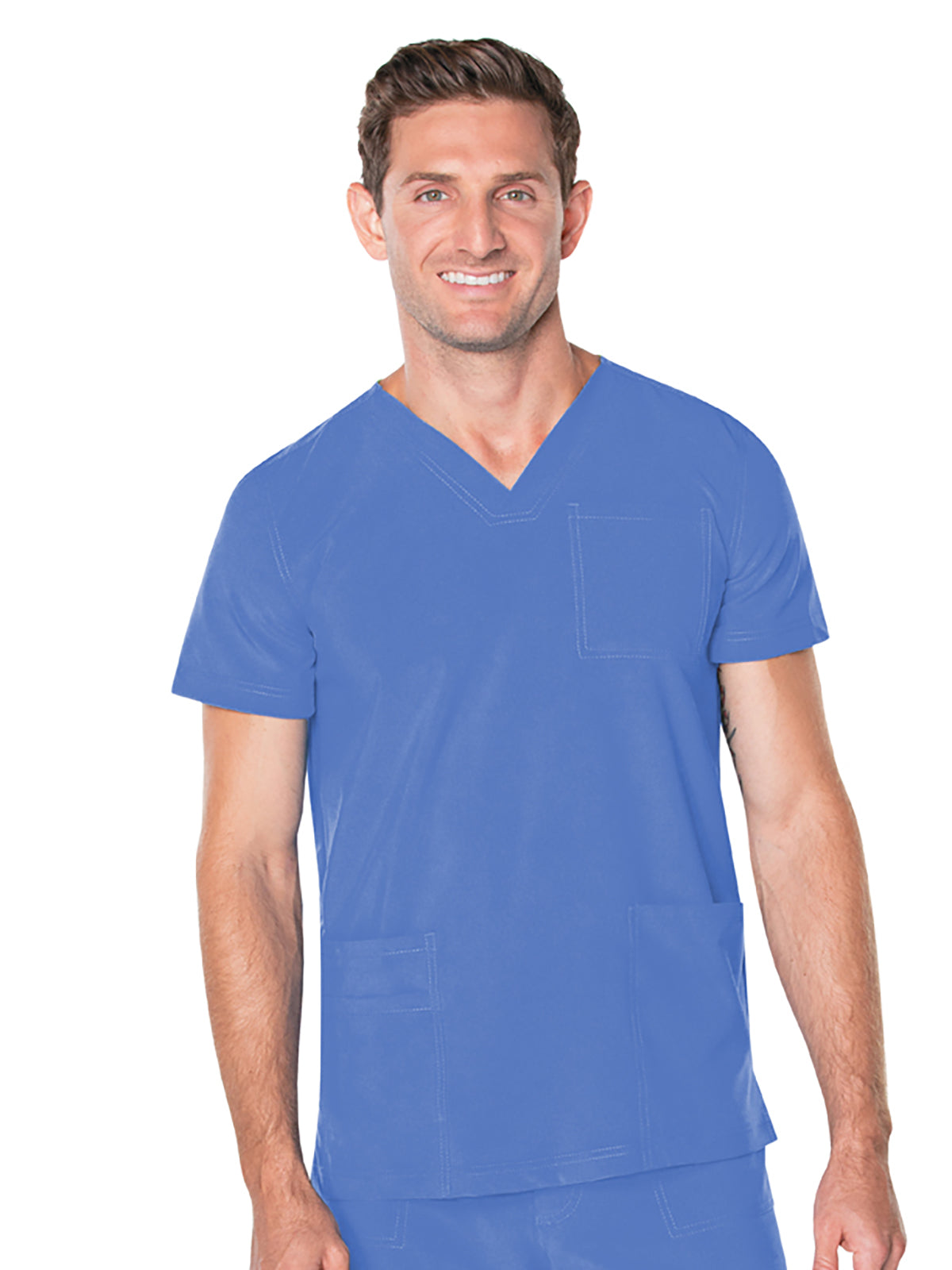 Men's 4-Pocket Back Yoke V-Neck Scrub Top - 4253 - Ceil