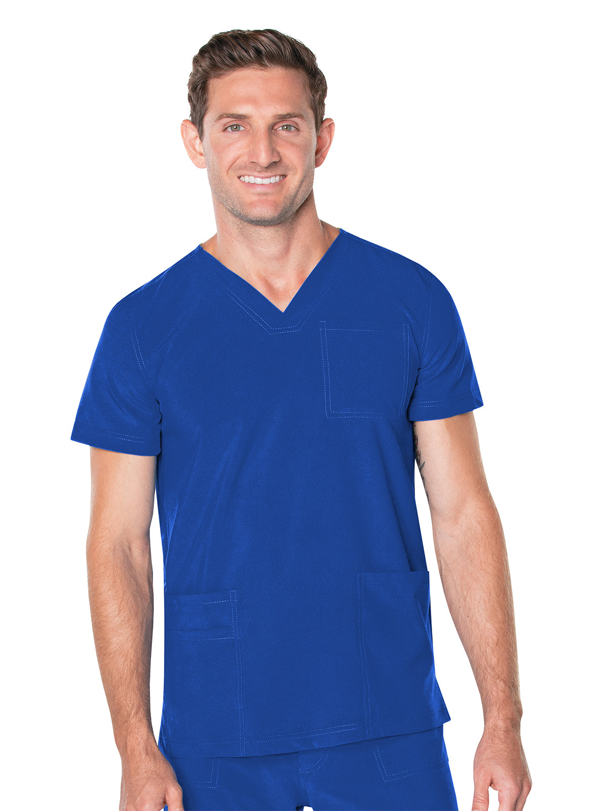 Men's 4-Pocket Back Yoke V-Neck Scrub Top - 4253 - Galaxy