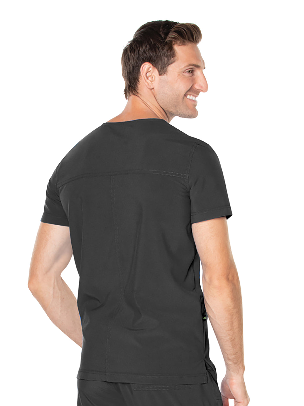 Men's 4-Pocket Back Yoke V-Neck Scrub Top - 4253 - Black