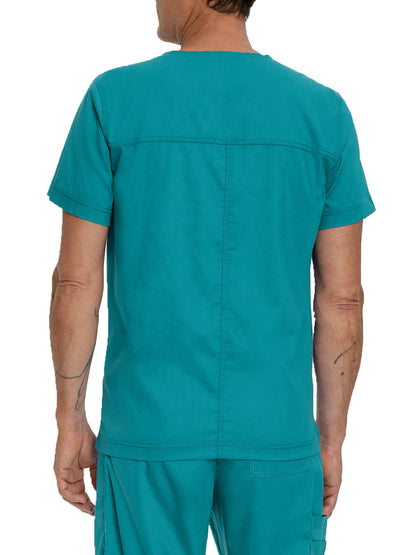 Men's 4-Pocket Back Yoke V-Neck Scrub Top - 4253 - Teal