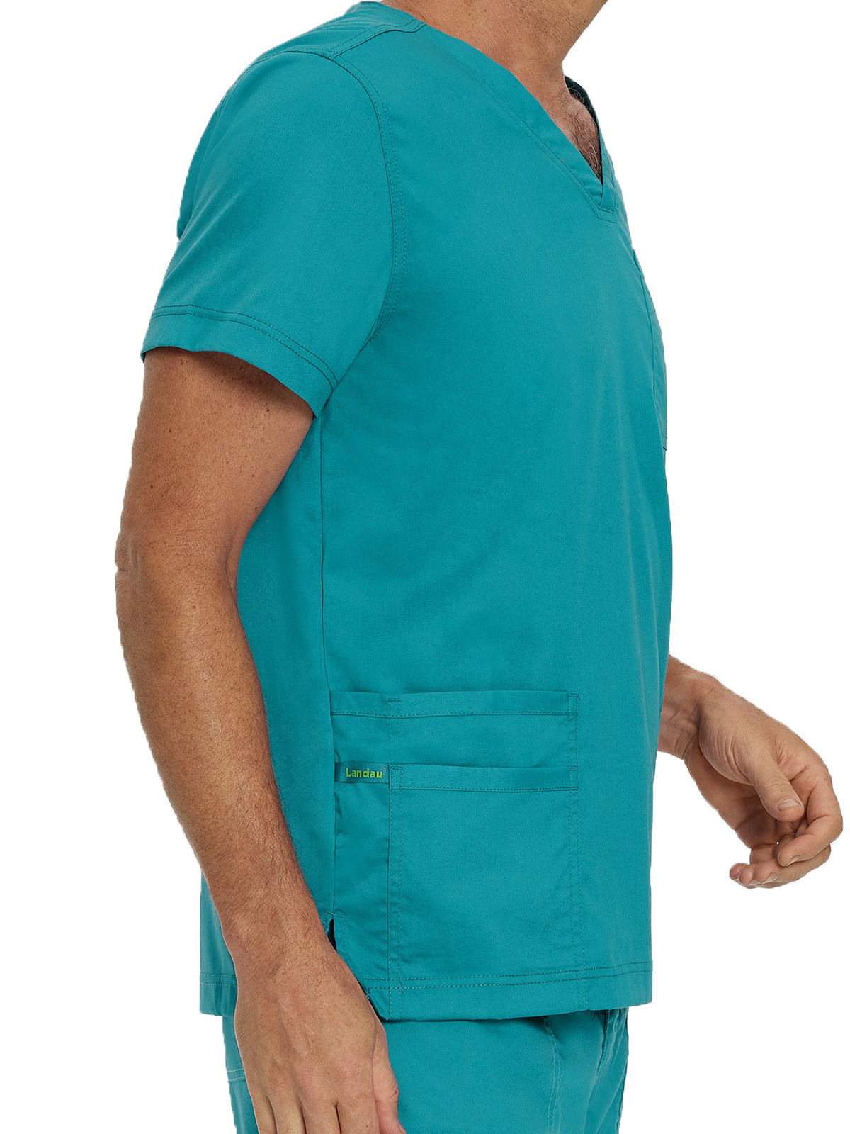 Men's 4-Pocket Back Yoke V-Neck Scrub Top - 4253 - Teal