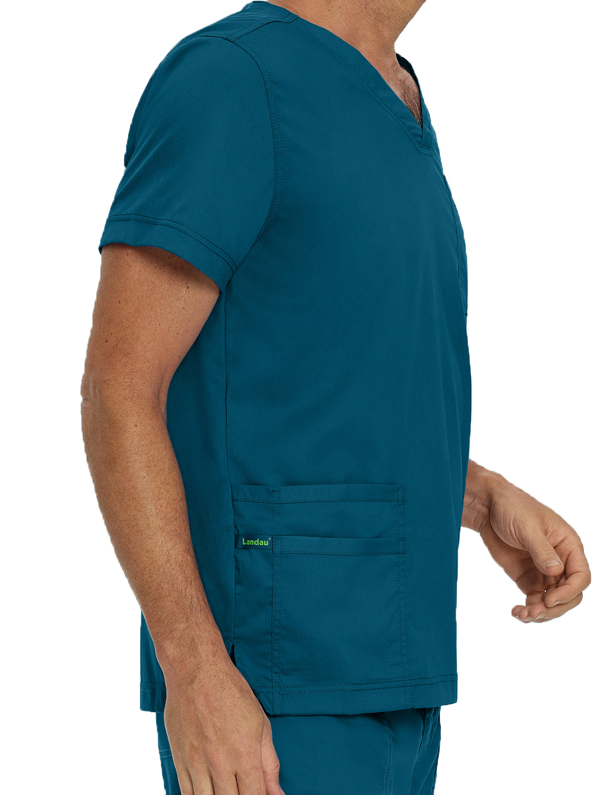 Men's 4-Pocket Back Yoke V-Neck Scrub Top - 4253 - Caribbean