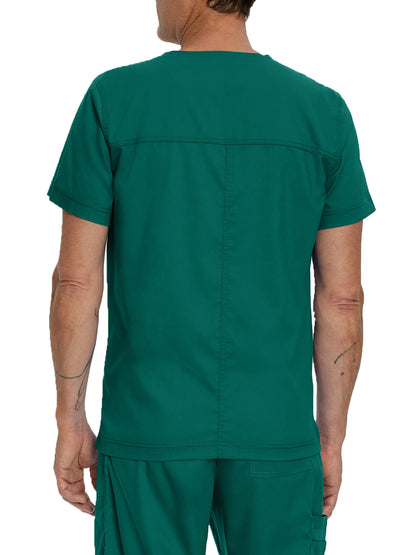 Men's 4-Pocket Back Yoke V-Neck Scrub Top - 4253 - Hunter