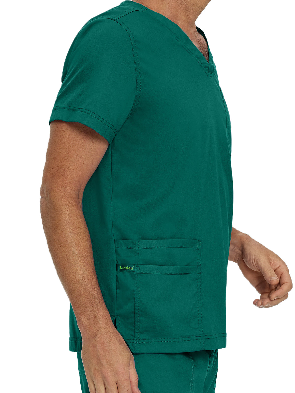 Men's 4-Pocket Back Yoke V-Neck Scrub Top - 4253 - Hunter