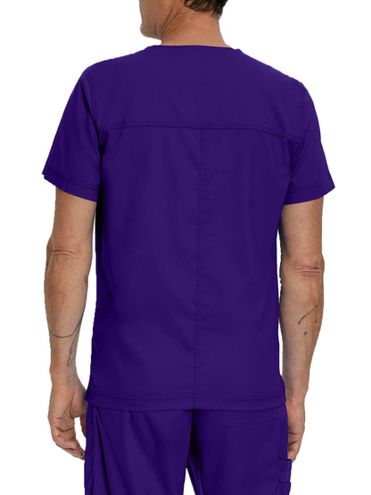 Men's 4-Pocket Back Yoke V-Neck Scrub Top - 4253 - Grape