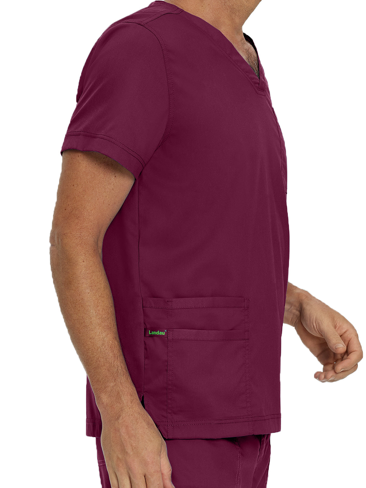 Men's 4-Pocket Back Yoke V-Neck Scrub Top - 4253 - Wine