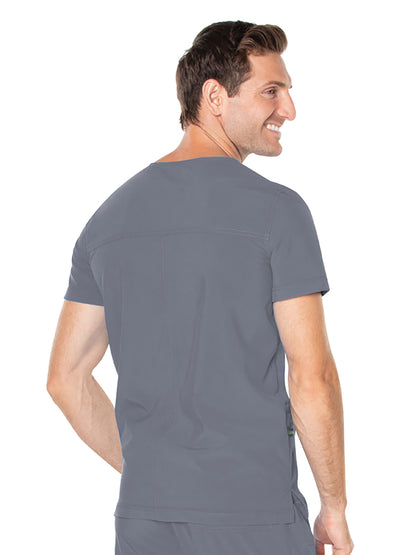 Men's 4-Pocket Back Yoke V-Neck Scrub Top - 4253 - Steel