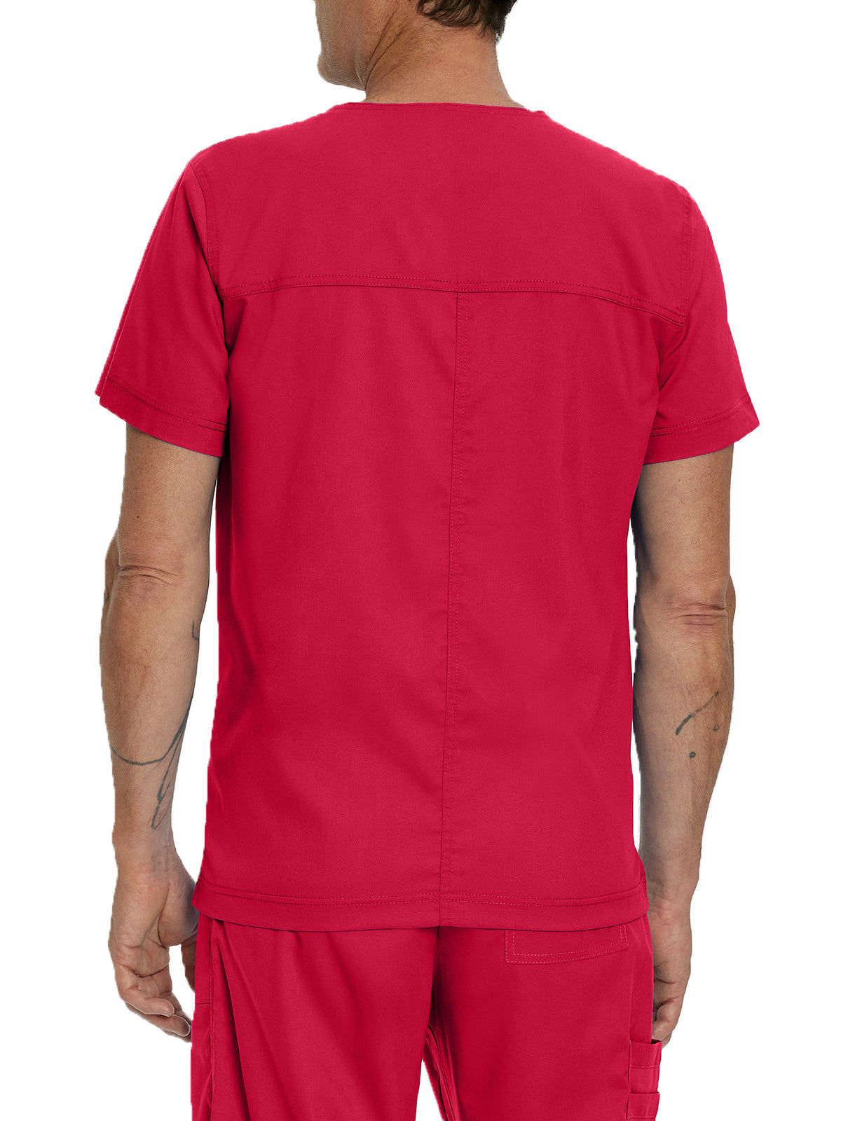 Men's 4-Pocket Back Yoke V-Neck Scrub Top - 4253 - True Red