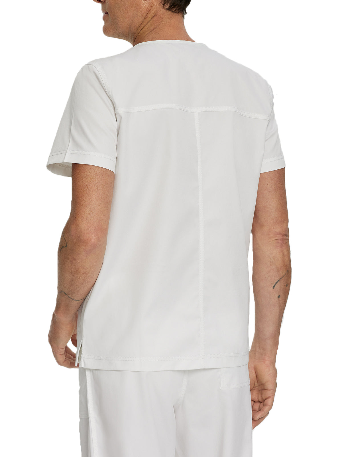 Men's 4-Pocket Back Yoke V-Neck Scrub Top - 4253 - White