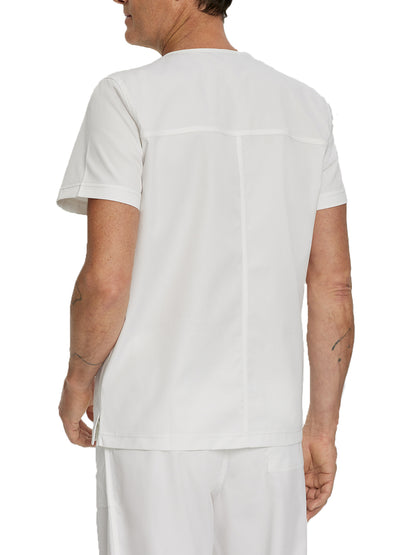 Men's 4-Pocket Back Yoke V-Neck Scrub Top - 4253 - White