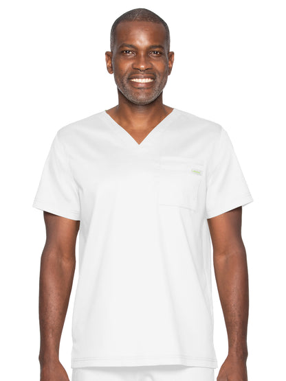 Unisex 2-Pocket Tuckable V-Neck Scrub Top - 4259 - White