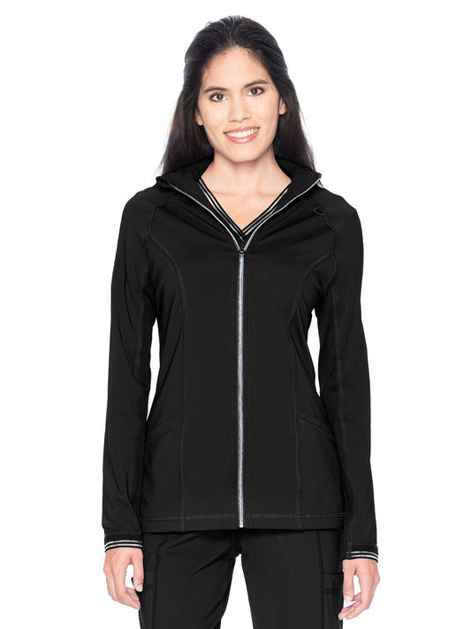 Women's Contemporary Slim Fit Scrub Jacket - 9742 - Black