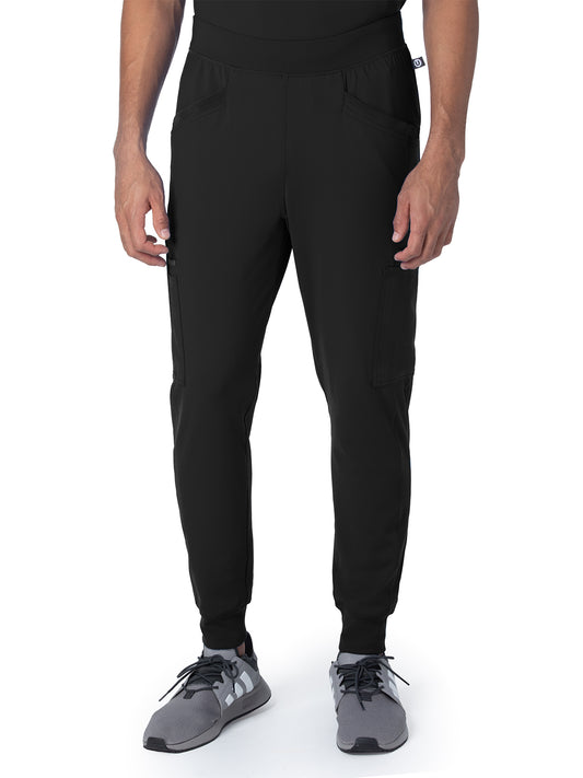 Men's Rib-Knit Elastic Waist Pant - 9913LKA - Black