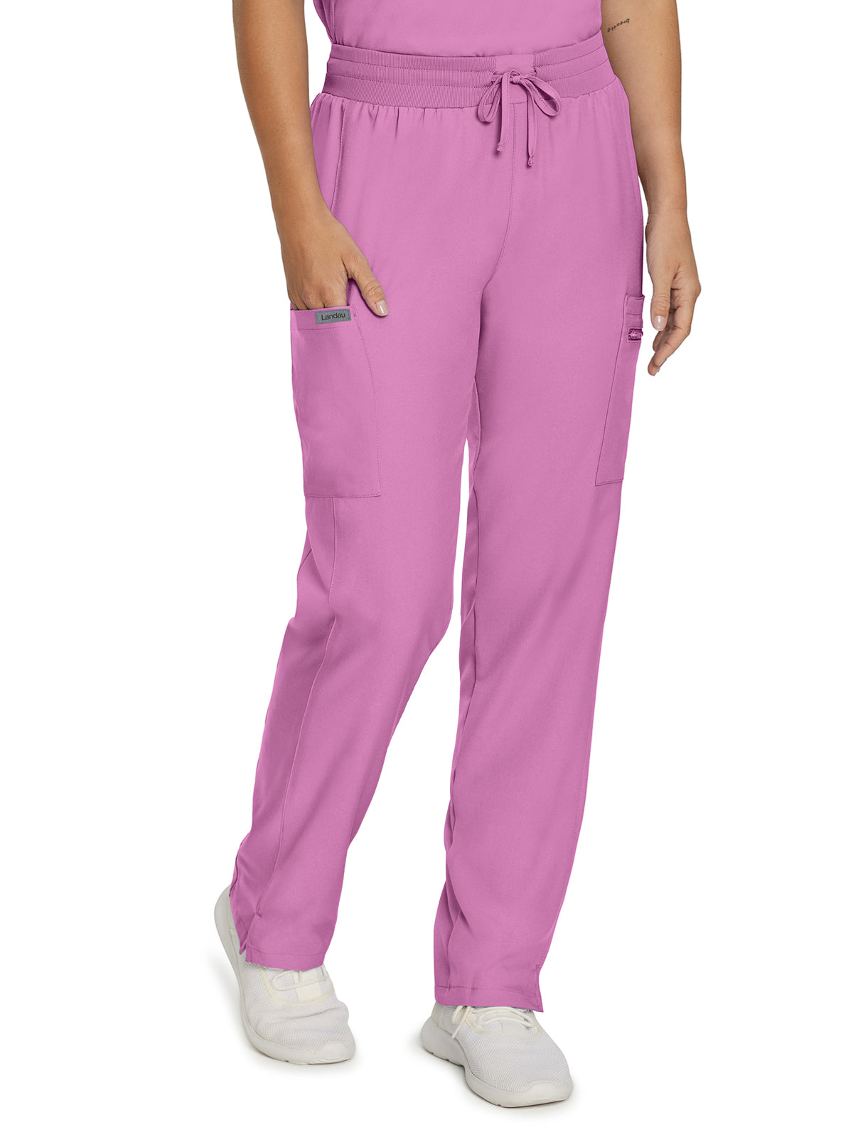 Women's 7-Pocket Mid-Rise Rib-Knit Elastic Waist Cargo Scrub Pant - LB400 - Bella Rosa