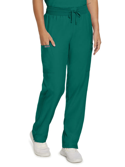 Women's 7-Pocket Mid-Rise Rib-Knit Elastic Waist Cargo Scrub Pant - LB400 - Hunter