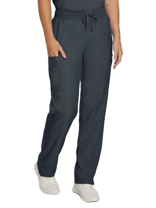 Women's 7-Pocket Mid-Rise Rib-Knit Elastic Waist Cargo Scrub Pant - LB400 - Pewter