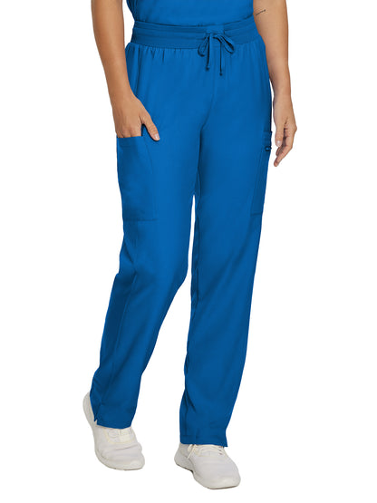 Women's 7-Pocket Mid-Rise Rib-Knit Elastic Waist Cargo Scrub Pant - LB400 - Royal