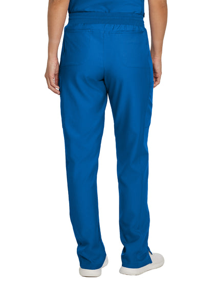 Women's 7-Pocket Mid-Rise Rib-Knit Elastic Waist Cargo Scrub Pant - LB400 - Royal