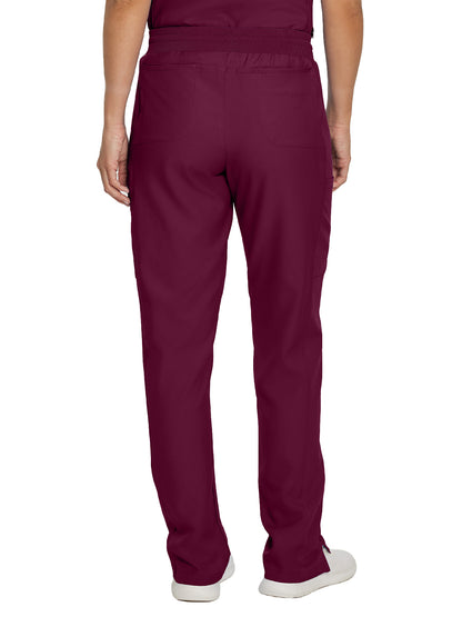 Women's 7-Pocket Mid-Rise Rib-Knit Elastic Waist Cargo Pant - LB400 - Wine
