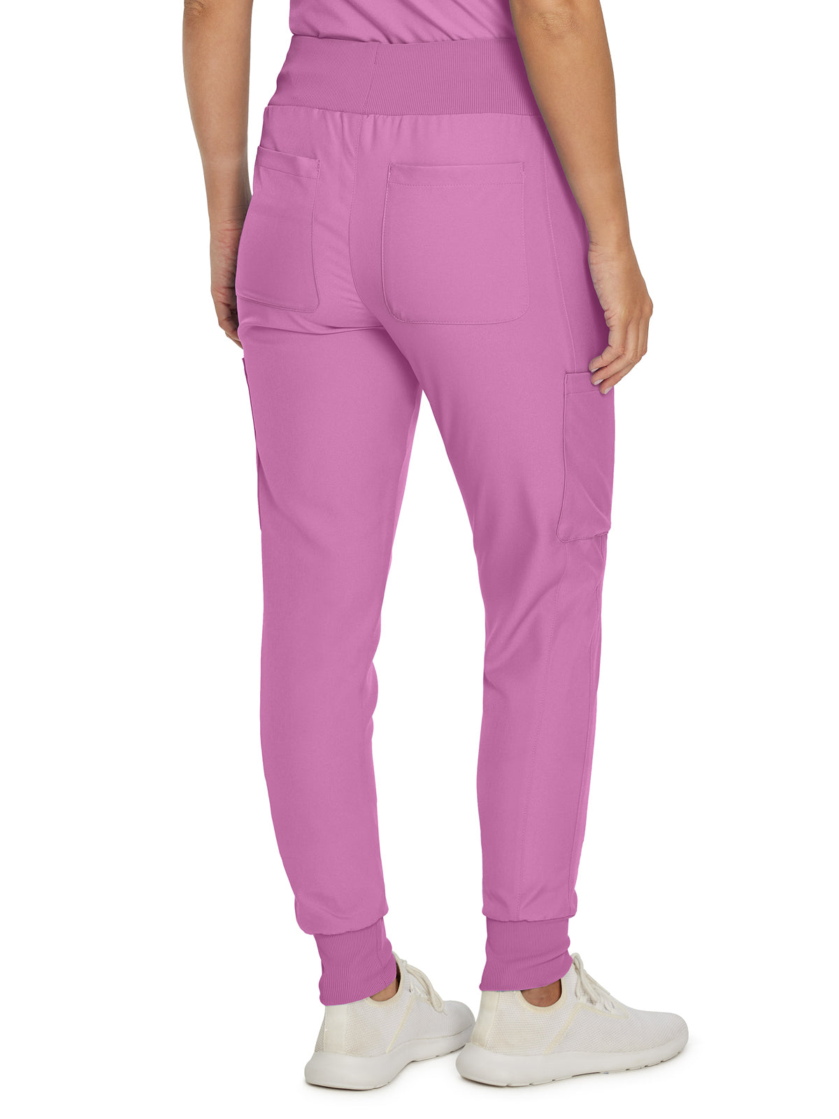 Women's 7-Pocket Mid-Rise Rib-Knit Elastic Waist Cargo Scrub Pant - LB401 - Bella Rosa