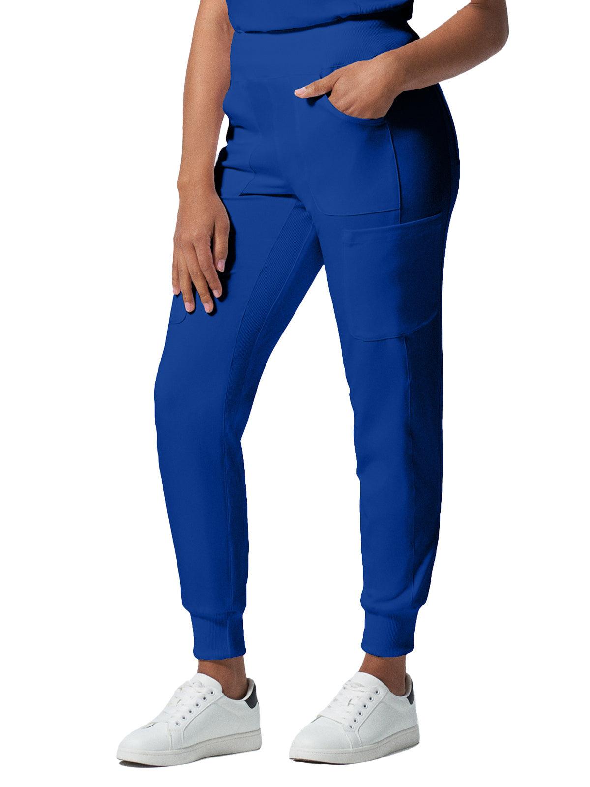 Women's 7-Pocket Mid-Rise Rib-Knit Elastic Waist Cargo Scrub Pant - LB401 - Galaxy