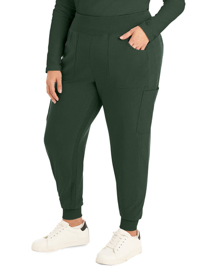 Women's 7-Pocket Mid-Rise Rib-Knit Elastic Waist Cargo Scrub Pant - LB401 - Mountain View