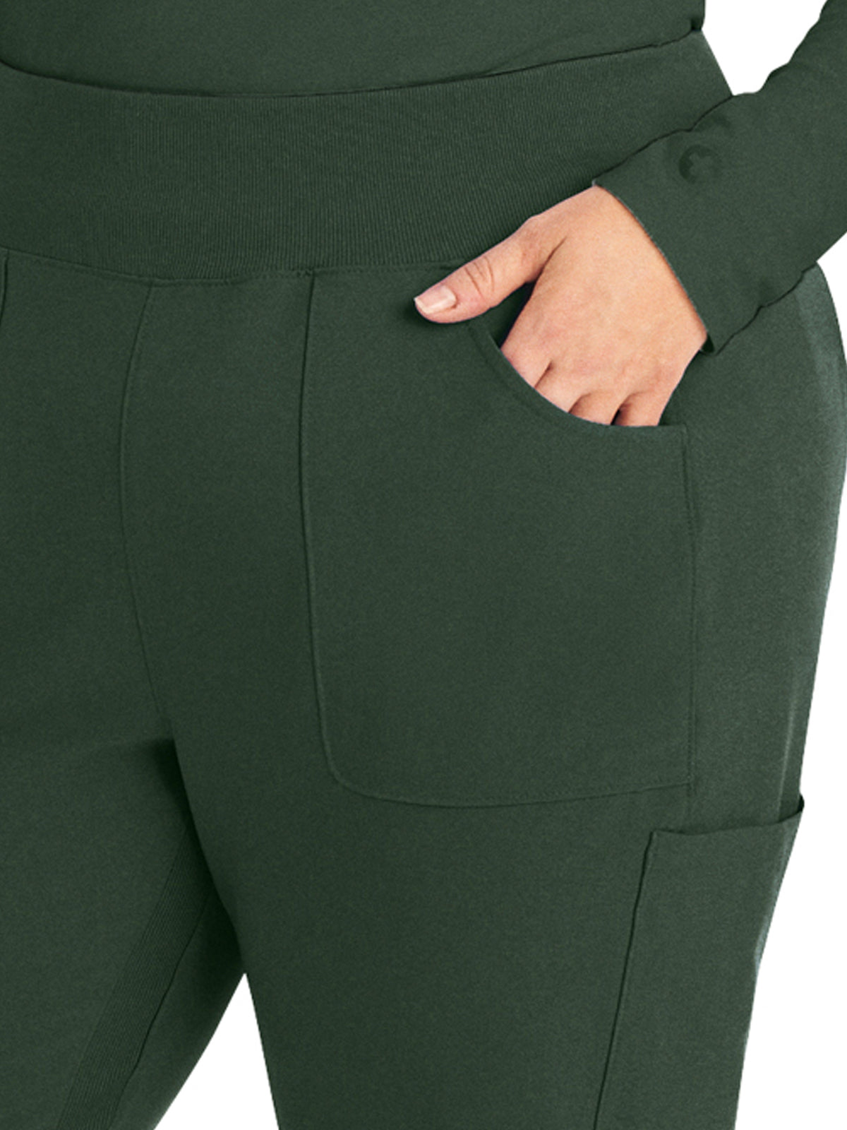 Women's 7-Pocket Mid-Rise Rib-Knit Elastic Waist Cargo Scrub Pant - LB401 - Mountain View