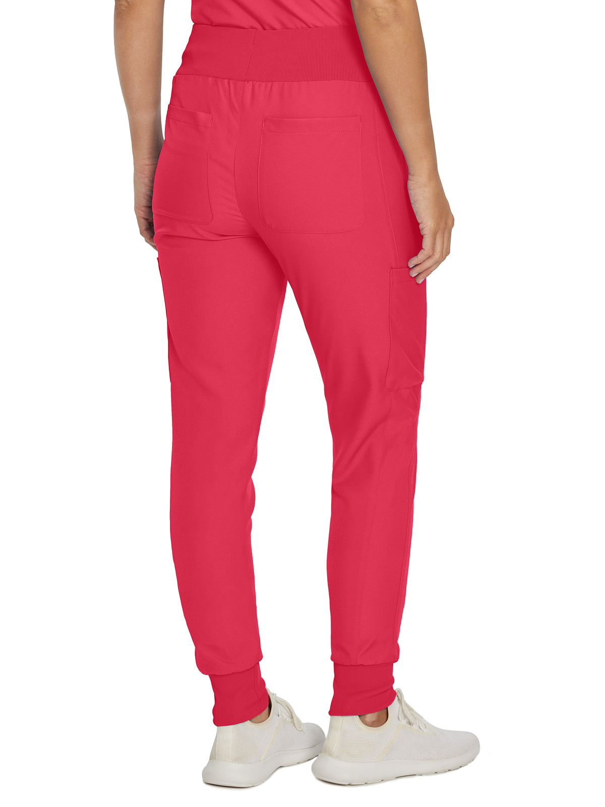 Women's 7-Pocket Mid-Rise Rib-Knit Elastic Waist Cargo Scrub Pant - LB401 - Tea Berry